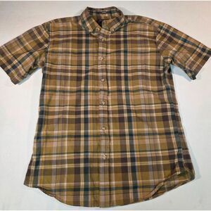 Eddie Bauer Plaid Button Up Shirt Classic Fit Brown Green Men’s Medium